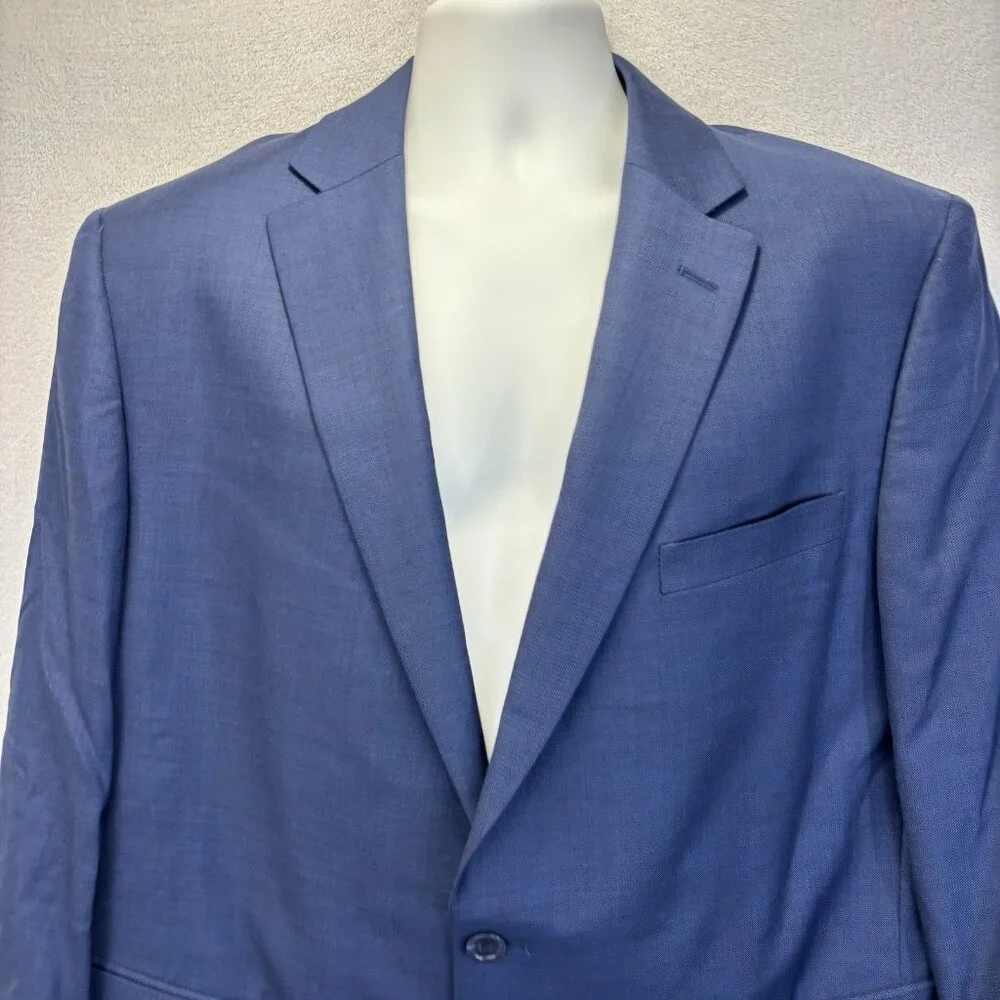 Dino Filarte Berragamo‎ Wool Suit Jacket Blazer Mens 44 Navy Blue Purple Portly